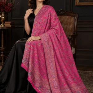 Rani Pink Kashmiri Jamawar Shawl with Pastel Floral Paisley Weave