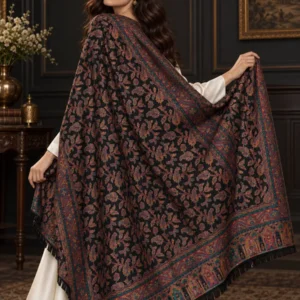 Midnight Black Kashmiri Jamawar Shawl