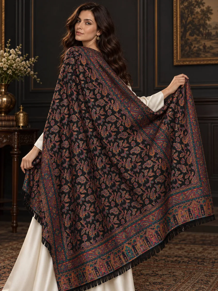Midnight Black Kashmiri Jamawar Shawl